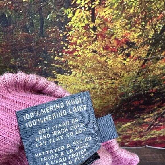 KOOTENAY Knitting Company LTD 100% Merino Wool Zip Up Bike Baby Pink Sweater S - Picture 5 of 9